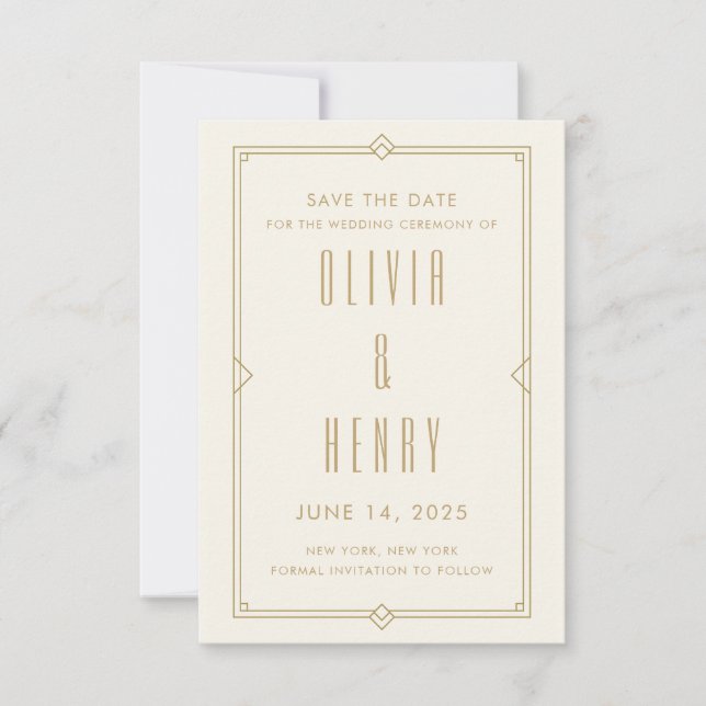 Art Deco Save The Date Card (Front)