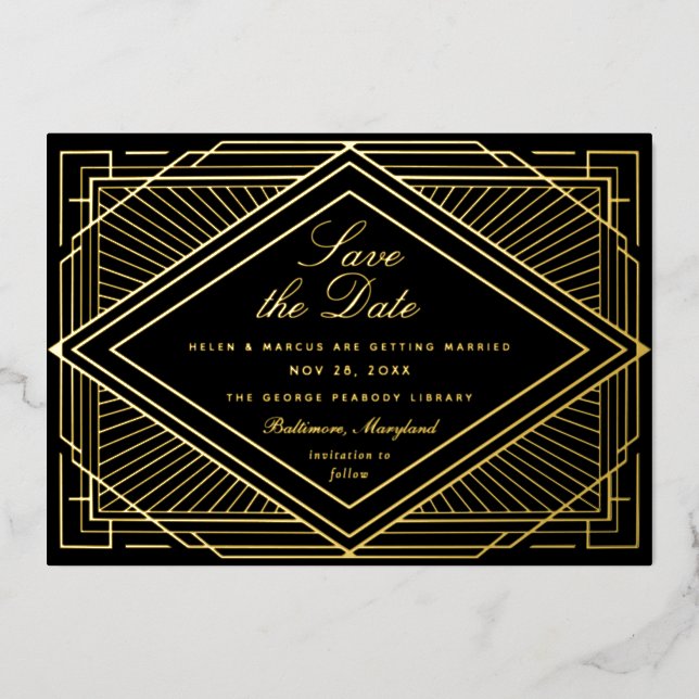 Art Deco Save the Date Landscape (Front)