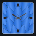 Art Deco Scales Design Deep Blue Square Wall Clock<br><div class="desc">Wall clock art deco design that you can customise with any text of your choice. Should you require any help with customising then contact us through the link on this page. Art deco clock.</div>