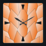 Art Deco Scales Design Orange Square Wall Clock<br><div class="desc">Wall clock art deco design that you can customise with any text of your choice. Should you require any help with customising then contact us through the link on this page. Art deco clock.</div>