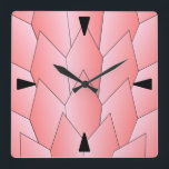 Art Deco Scales Design Pink Square Wall Clock<br><div class="desc">Wall clock art deco design that you can customise with any text of your choice. Should you require any help with customising then contact us through the link on this page. Art deco clock.</div>