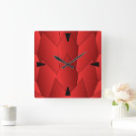 Art Deco Scales Design Red Square Wall Clock<br><div class="desc">Wall clock art deco design that you can customise with any text of your choice. Should you require any help with customising then contact us through the link on this page. Art deco clock.</div>