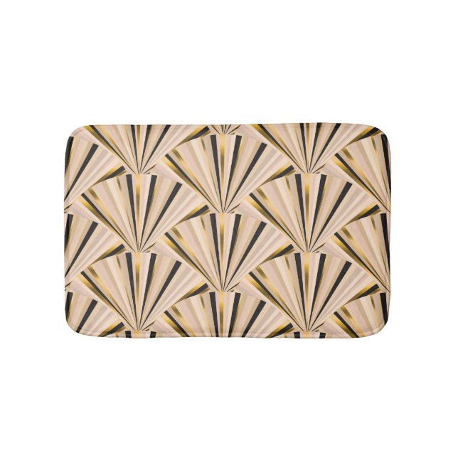 Art Deco Scales: Geometric Golden Glamour Bath Mat (Front)