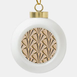 Art Deco Scales: Geometric Golden Glamour Ceramic Ball Christmas Ornament