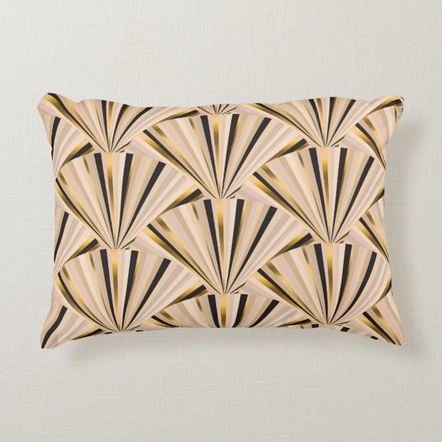 Art Deco Scales: Geometric Golden Glamour Decorative Cushion (Front)