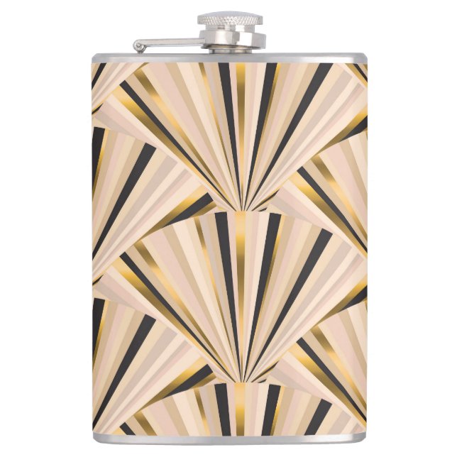 Art Deco Scales: Geometric Golden Glamour Hip Flask (Front)