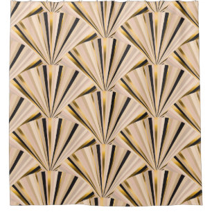 Art Deco Scales: Geometric Golden Glamour Shower Curtain