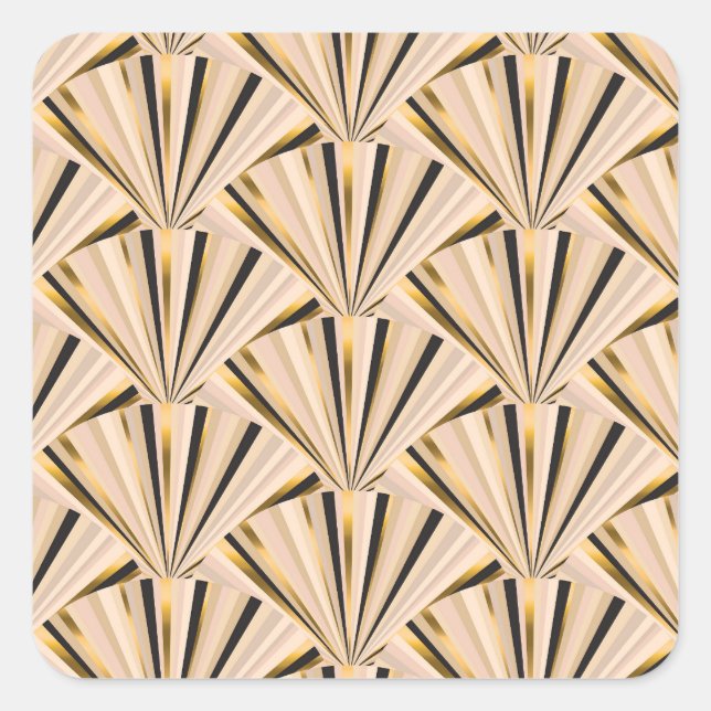 Art Deco Scales: Geometric Golden Glamour Square Sticker (Front)