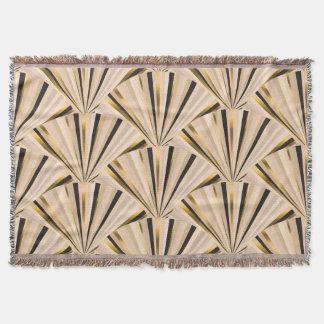 Art Deco Scales: Geometric Golden Glamour Throw Blanket