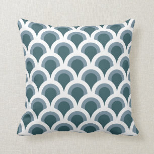 Art Deco Scales in Teal Cushion