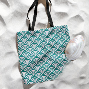 Art Deco Scallop Arch Teal Tote Bag