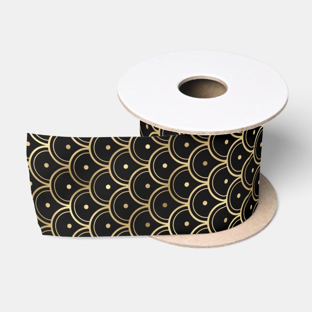 Art Deco Scallop Wave Pattern Design Satin Ribbon (Spool)