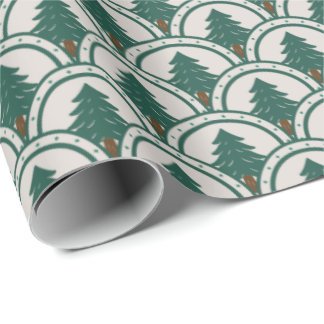 Art Deco Scalloping Evergreen Pattern Wrapping Paper