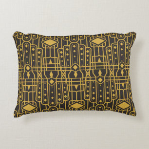 Art Deco seamless luxury geometric pattern. Golden Decorative Cushion