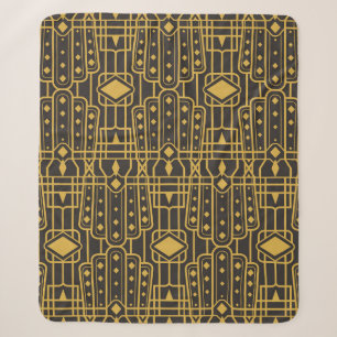 Art Deco seamless luxury geometric pattern. Golden Sherpa Blanket
