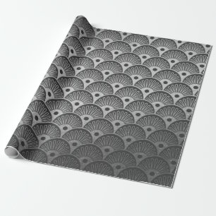 Art Deco Seashells Waves Silver Gray Vip Yacht Wrapping Paper