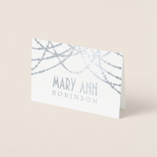 Art Deco Seating Place Card Silver String Lights