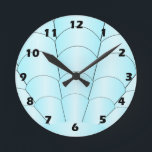Art Deco Shell Design Blue Round Clock<br><div class="desc">Wall clock art deco design that you can customise with any text of your choice. Should you require any help with customising then contact us through the link on this page. Art deco wall clock.</div>