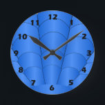 Art Deco Shell Design Deep Blue Round Clock<br><div class="desc">Wall clock art deco design that you can customise with any text of your choice. Should you require any help with customising then contact us through the link on this page. Art deco wall clock.</div>