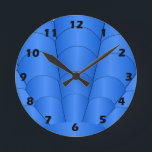 Art Deco Shell Design Deep Blue Round Clock<br><div class="desc">Wall clock art deco design that you can customise with any text of your choice. Should you require any help with customising then contact us through the link on this page. Art deco wall clock.</div>