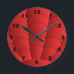 Art Deco Shell Design Red Round Clock<br><div class="desc">Wall clock art deco design that you can customise with any text of your choice. Should you require any help with customising then contact us through the link on this page. Art deco wall clock.</div>
