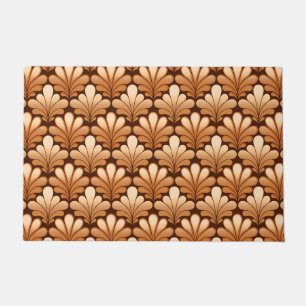 Art Deco Shell Pattern, Copper and Rust Brown Doormat