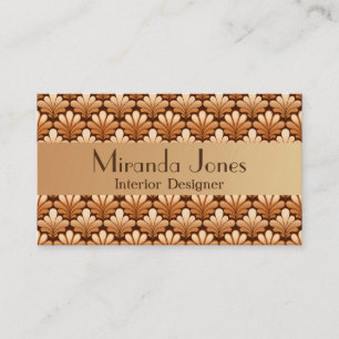 Art Deco Shell Pattern, Copper & Chocolate Brown  Business Card