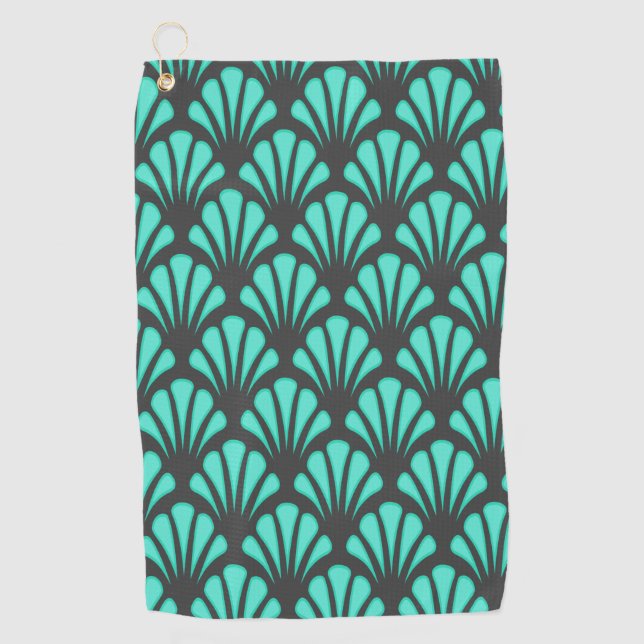 Art Deco Shell Shape Golf Towel (Front)