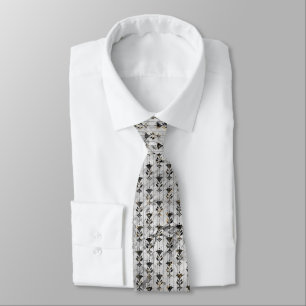 ART DECO SILVER BLACK PATTERNED TIE