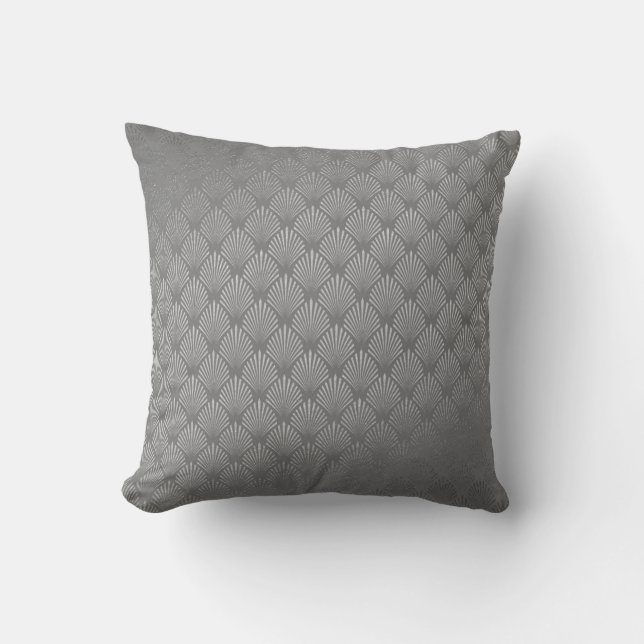 Art Deco Silver Gray Scales Seashells VIP Cushion (Front)