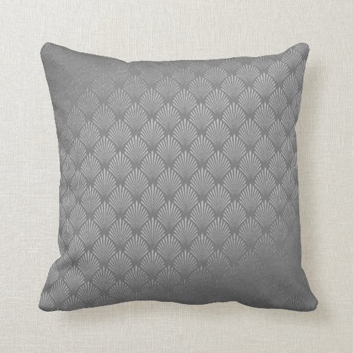 Image of Art Deco Silver Grey Scales Seashells VIP Cushion