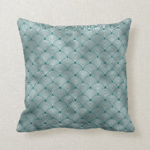 Art Deco Silver Teal Contemporary Cushion