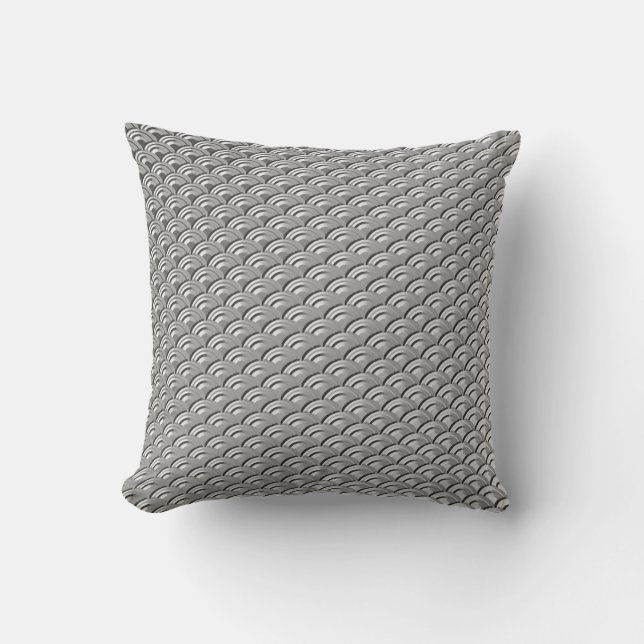 Art Deco Silver Wave Pattern Cushion (Front)