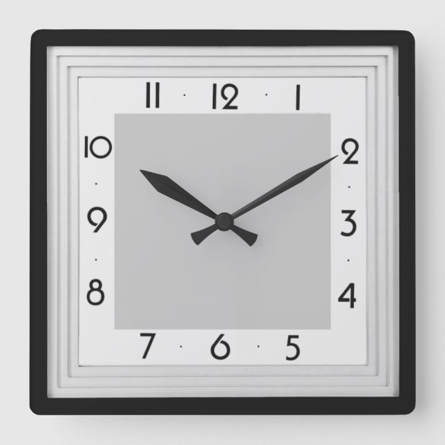 Art Deco simple grey Square Wall Clock (Front)