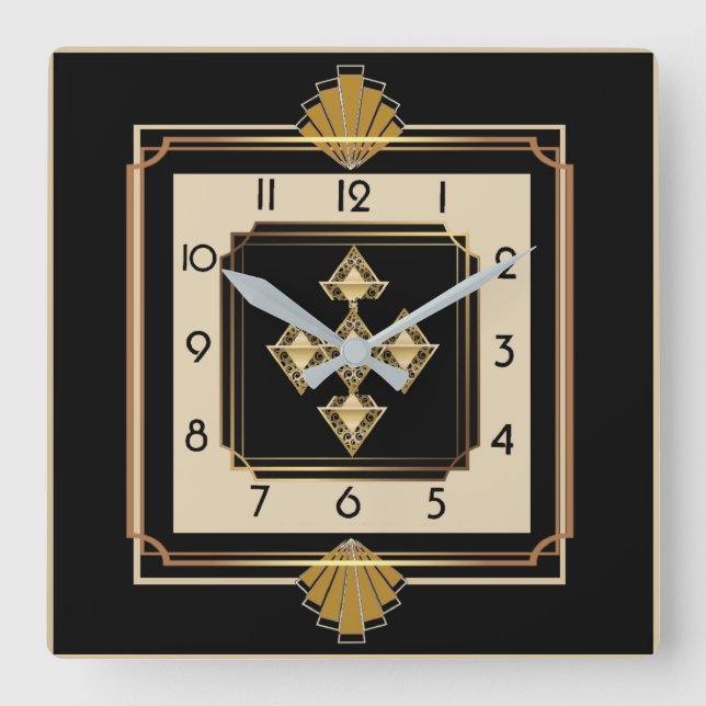 Art Deco simple Square Wall Clock (Front)
