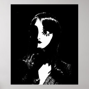 Art Deco - Sin City Style Woman - Black & White Poster