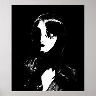 Art Deco - Sin City Style Woman - Black & White Poster