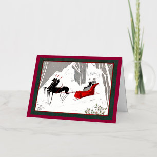 Art Deco sleigh Foil Greeting Card