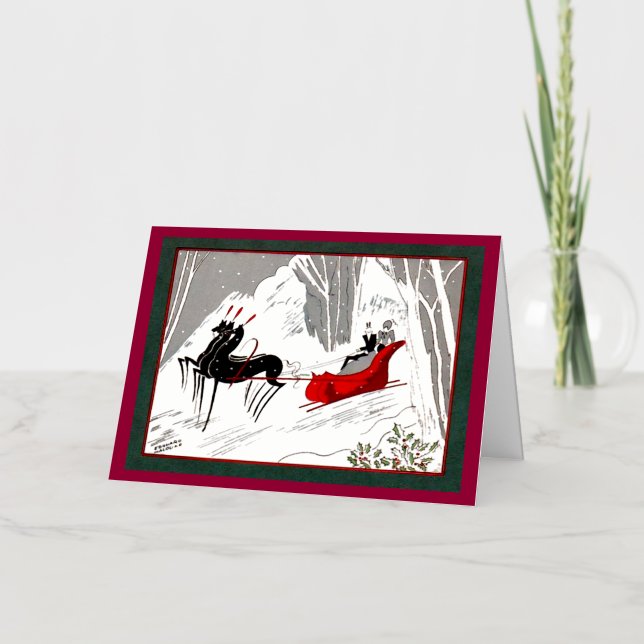 Art Deco sleigh Foil Greeting Card (Front)