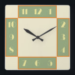 Art Deco Square Clock<br><div class="desc">Art deco style clock with vintage deco font,  design,  and colours. The stylised,  geometric,  modern look of the 1920s and 1930s deco era is reproduced to add a touch of retro class to your wall.</div>