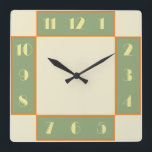 Art Deco Square Clock<br><div class="desc">Art deco style clock with vintage deco font,  design,  and colours. The stylised,  geometric,  modern look of the 1920s and 1930s deco era is reproduced to add a touch of retro class to your wall.</div>