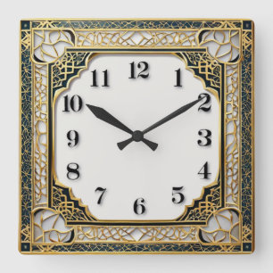 Art Deco Square Wall Clock