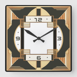Art Deco Square Wall Clock