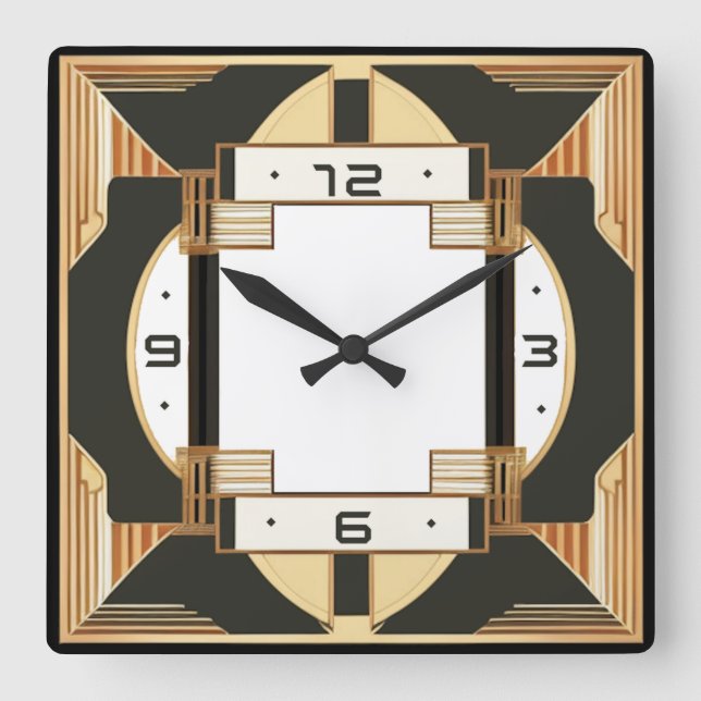 Art Deco Square Wall Clock (Front)
