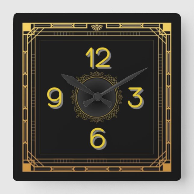 Art deco square wall clock (Front)