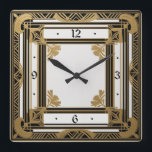 Art Deco Square Wall Clock<br><div class="desc">Great clock design. You will love it like others. Be free to use this design for other product you like or to customise and add your text. Follow me for more. Thank you. Have a nice day.</div>