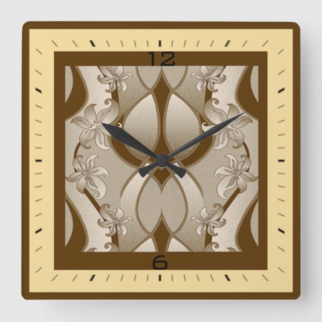 Art Deco Square Wall Clock (Front)