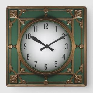 Art Deco Square Wall Clock