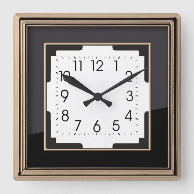 Art Deco Square Wall Clock (Front)