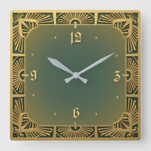 Art Deco Square Wall Clock